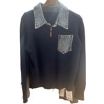 デニム襟とデニムポケットが特徴のあったかZIPカーディガン