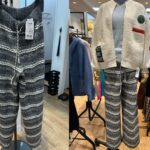 ボーダー柄のニット素材リラックスパンツ