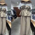 フリルTシャツとセットアップのパンツ
