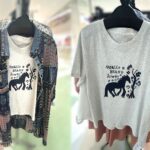 馬と樹木のイラストをプリントした綿スラブ素材の半袖Tシャツ