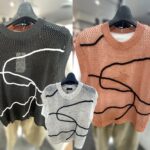 曲線モールデザインがアクセントのメッシュニットベスト。チャコール、ベージュ、サーモンピンクの3色展開。