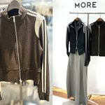 袖にラインが入ったダブルジップジャージのチャコールとブラウン